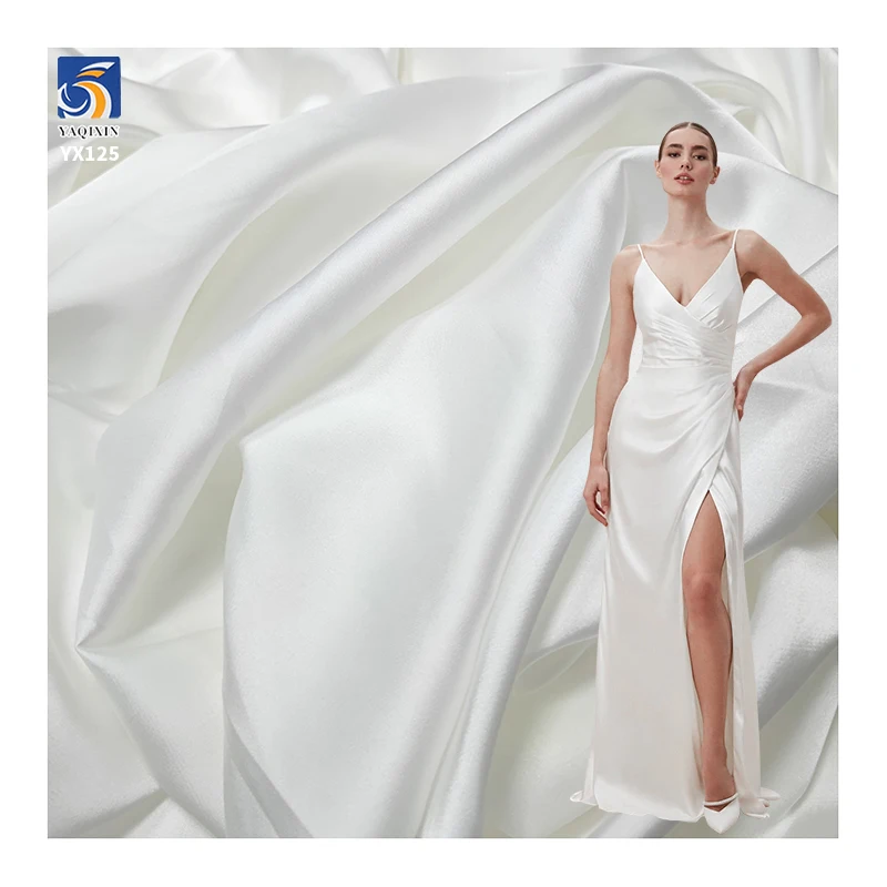 YX125 Wholesale Woven Satin Wrinkle Free Fabric 170gsm Soft Glossy Thick Polyester Satin Fabric