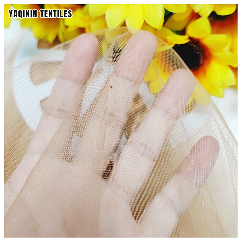 Hot Spots Product Naked Skin Tone Illusion 100 Polyester Soft American Mesh Tulle Fabric by Yards - 图片 4
