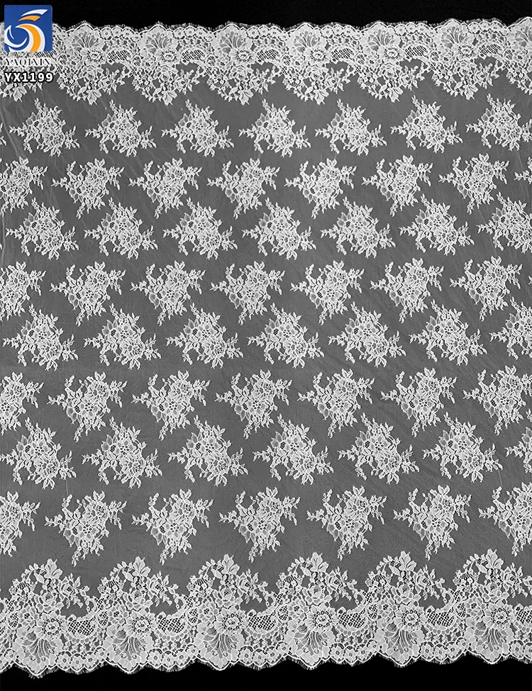 YX1199 New Design Elegant Lightweight White Tulle Lace Fabric 2026 Embroidered Polyester Eyelash Lace Fabric for Apparel - 图片 2