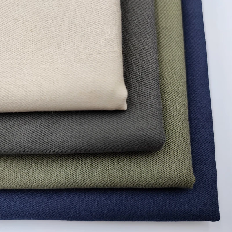 C262-1 Wholesale 220gsm Grass Green 68% Cotton 29% Polyester Blended Stretch TC Cotton Twill Fabric for Pants/Shirts - 图片 6