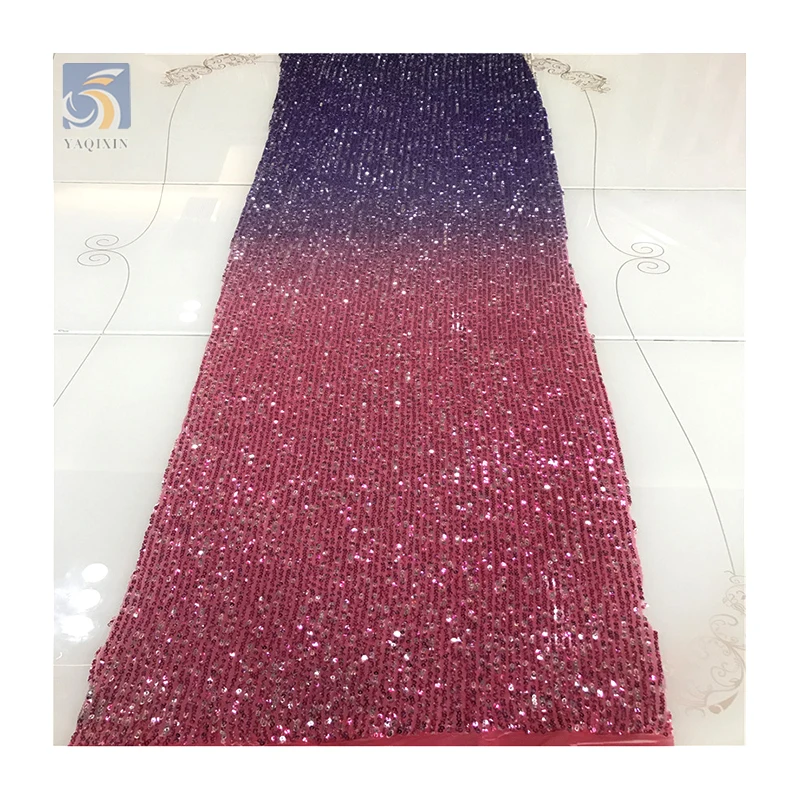 YX2704 Premium Iridescent Gradient Ombre Sequin Fabric Wholesale Stretch Mesh Shiny Sequin Fabric - 图片 6