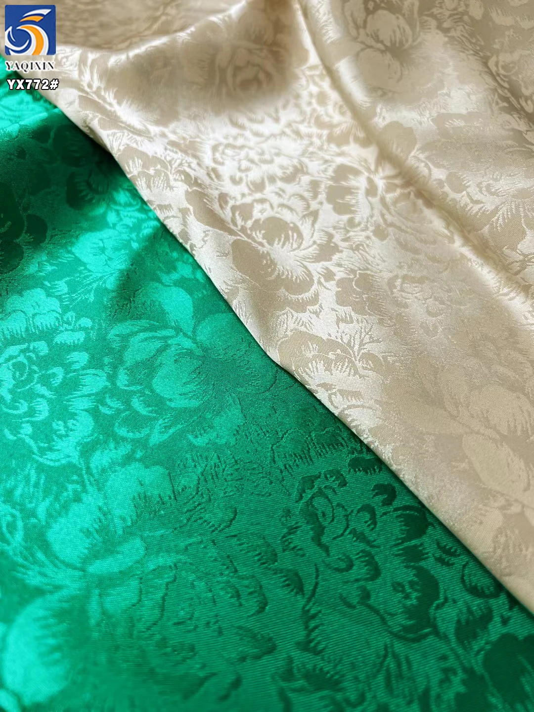 YX772 European Style 97% Polyester 3% Spandex Stretch Big Flowers Jacquard Satin Fabric for Pajama Party Dress Home Textiles - 图片 6