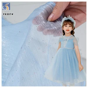 YX307 High-grade Colorful Glitter Dust 100 Polyester Glitter Wrinkled Organza Fabric for Large-Sleeved Shirts Skirts