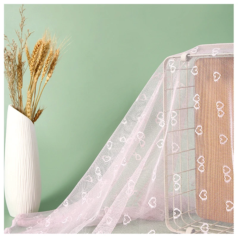 Princess Pink Sheer Sheer Tulle Fabric Blouse Sweetheart Design Mesh Fabric for Clothing - 图片 6