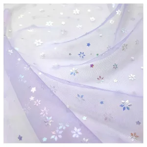Yaqixin OEM&ODM Customized Price Color Foil Floral Printed Polyester Fabric Tulle Net Mesh Fabric for Skirt Toy