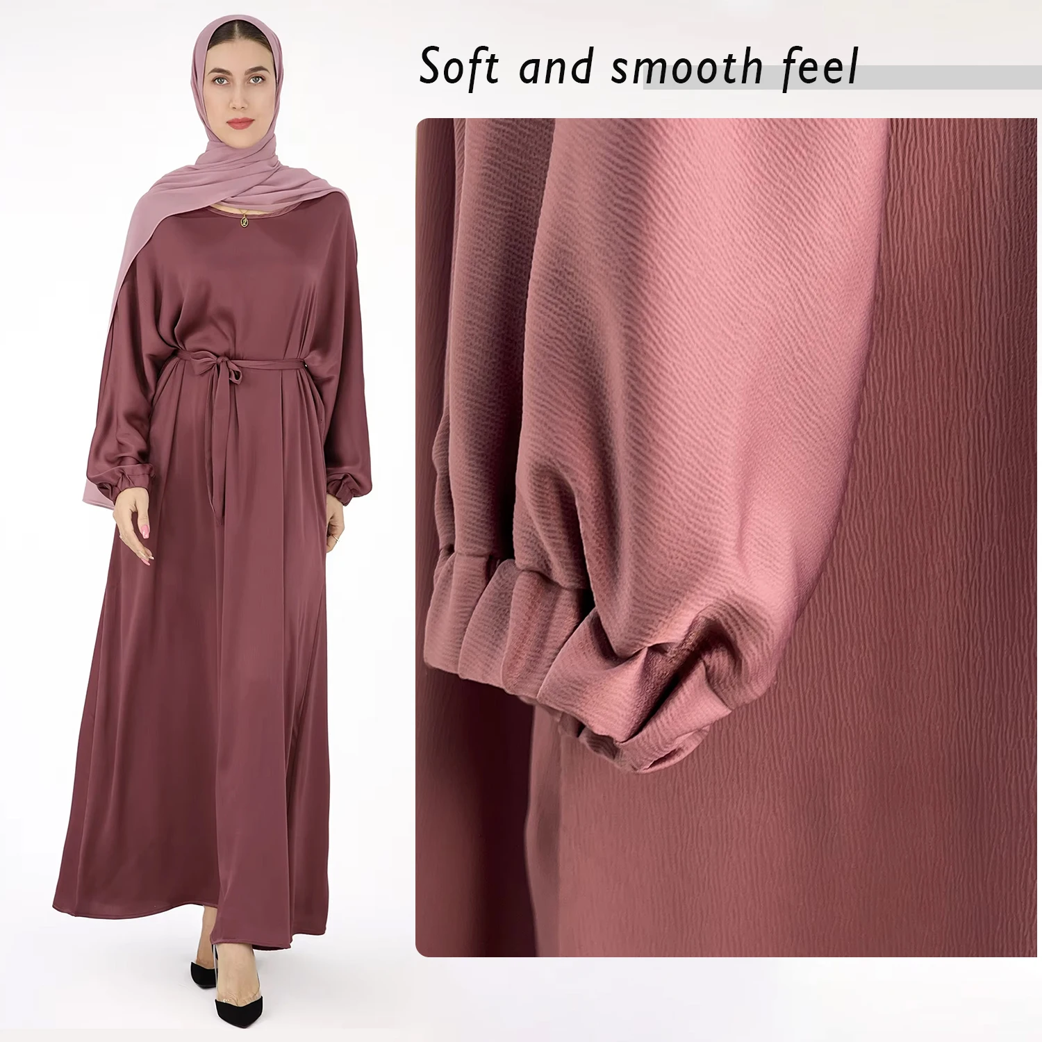 YX54 Beige Luxury Soft 100% Polyester Shimmer Wrinkled Matte Satin Crepe Back Satin Fabric for Garment Fashion - 图片 4