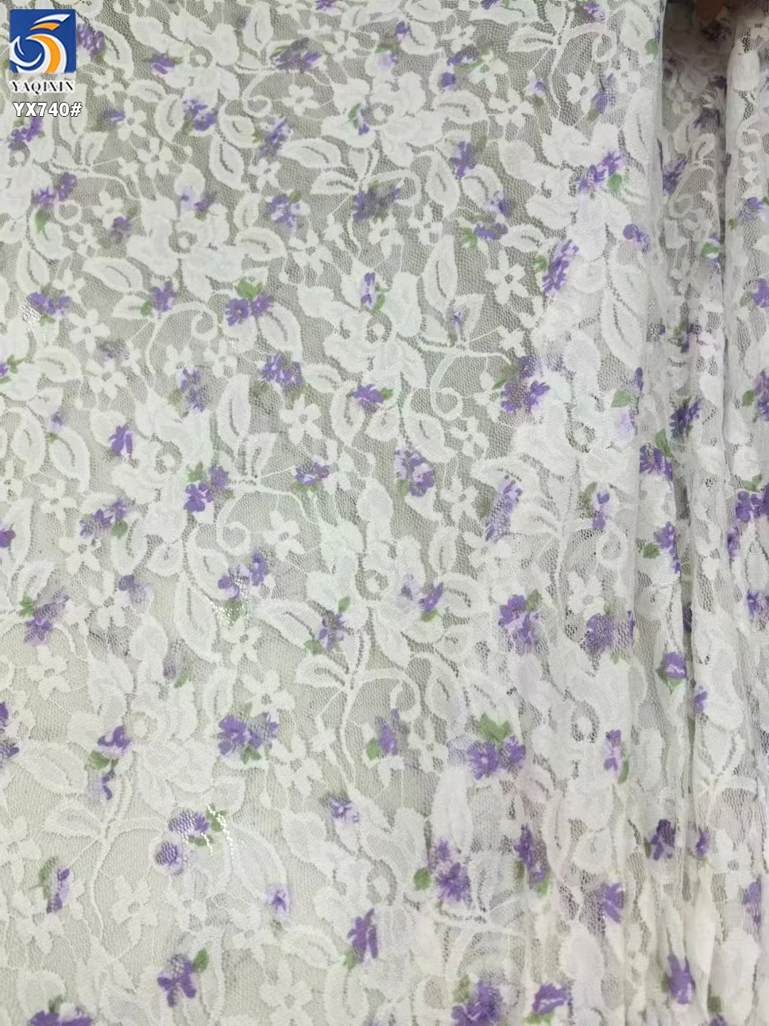 YX740 Ready-made Wholesale Prices Chantilly Lace Fabric Colorful Floral Mesh Lace Fabric Print for Dress French - 图片 4
