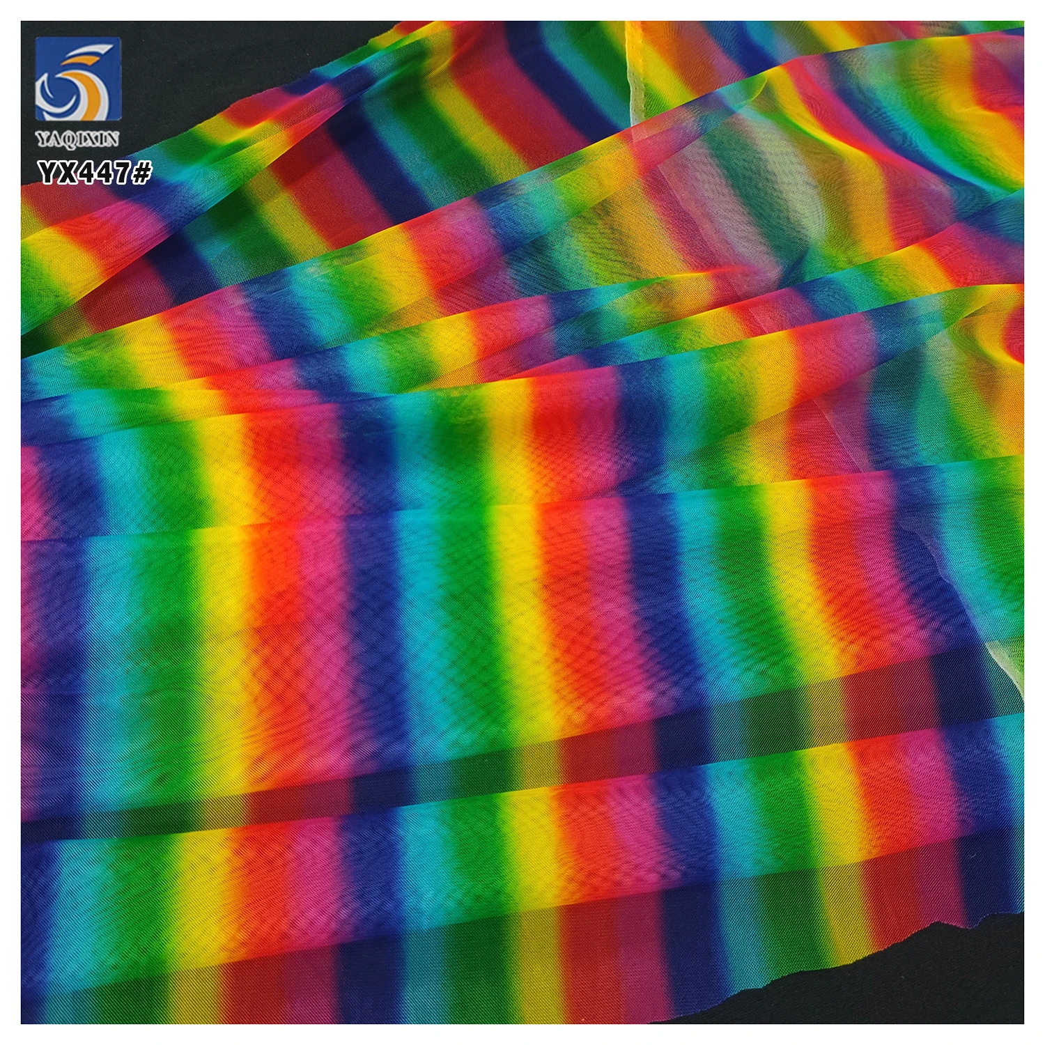 YX447 New Trends Digital Printing Mesh Rainbow Tulle Fabric Polyester 45A Soft Tulle for Pet Clothes and Headwear - 图片 3