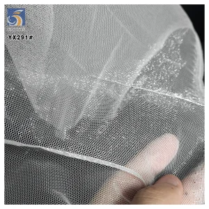 YX291 Pure White 40A 26gsm High Quality 100% Polyester Glimmer Glossy Net Mesh Fabric for Clothing