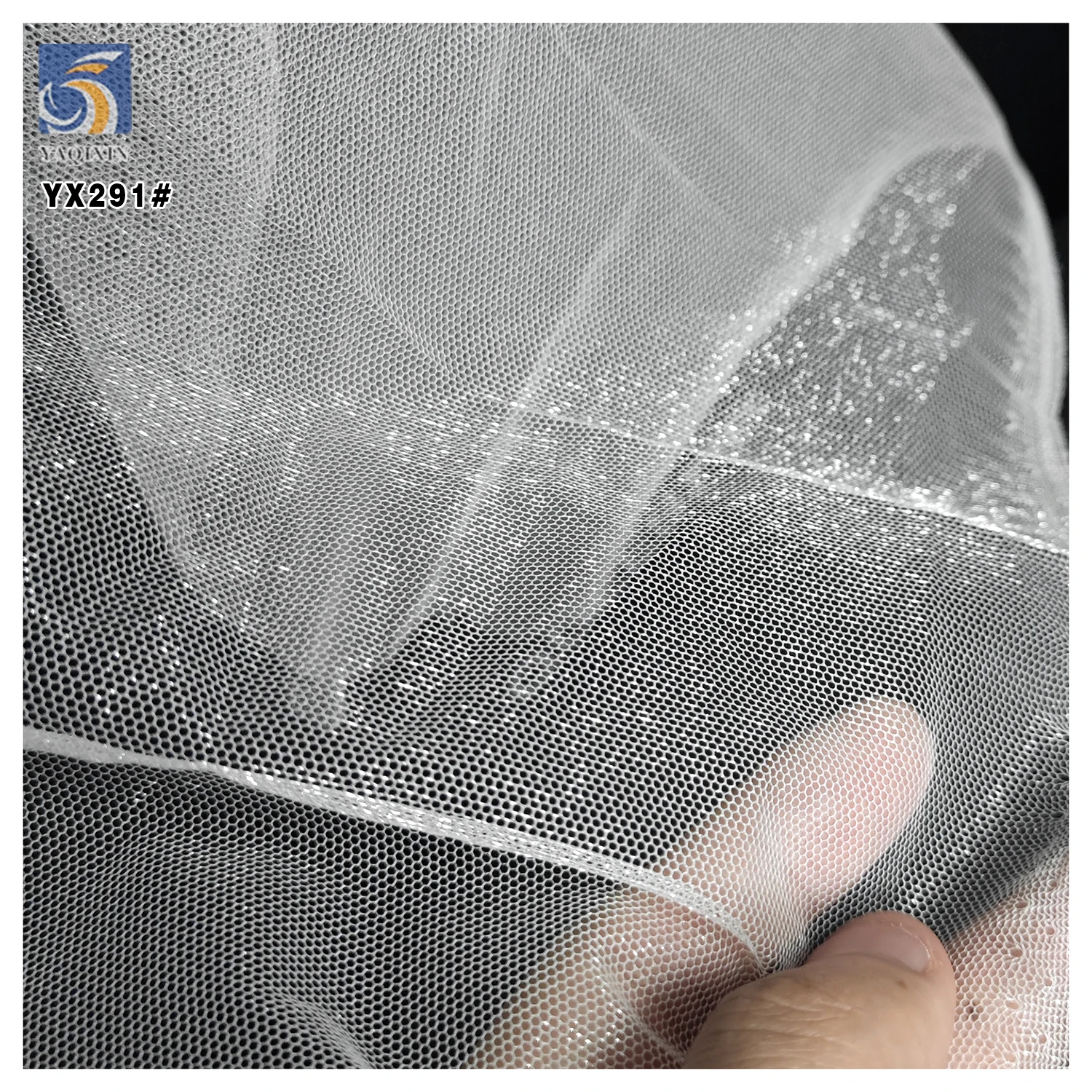YX291 Pure White 40A 26gsm High Quality 100% Polyester Glimmer Glossy Net Mesh Fabric for Clothing