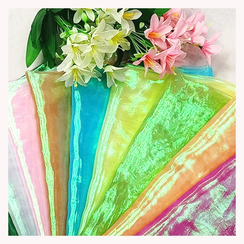 Wholesale Prices Solid Organza Fabric Transparent Glossy Liquid Organza Polyester Fabric for Wedding - 图片 4