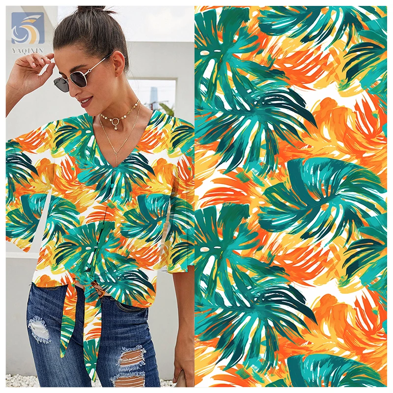 Guangzhou Supplier OEM&ODM Customized Digital Printed Poplin 100% Cotton Fabric Hawaiian Tropical Leaf Print Fabric - 图片 6