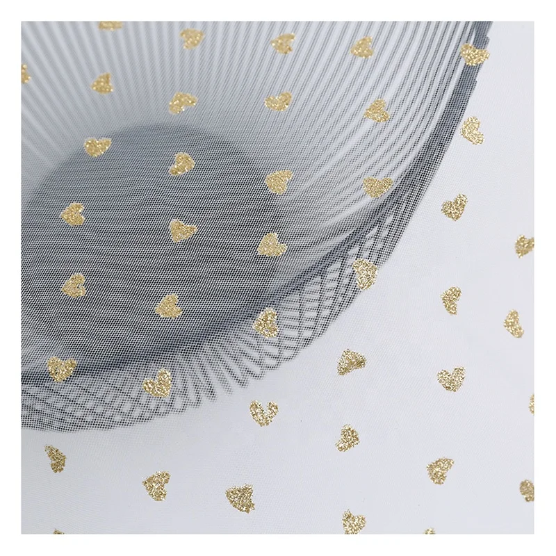 100% Polyester Glitter Tulle Fabric Gold love Tulle High Fastness Glitter Can Be Used for American Valentine's Day Fabric - 图片 5