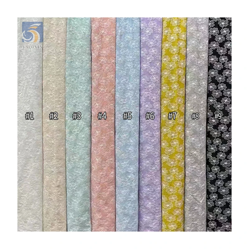 YX2724 High Quality Milk Silk White Flowers Chiffon Fabric for Dress Fancy Embroidery Chiffon Fabric - 图片 3