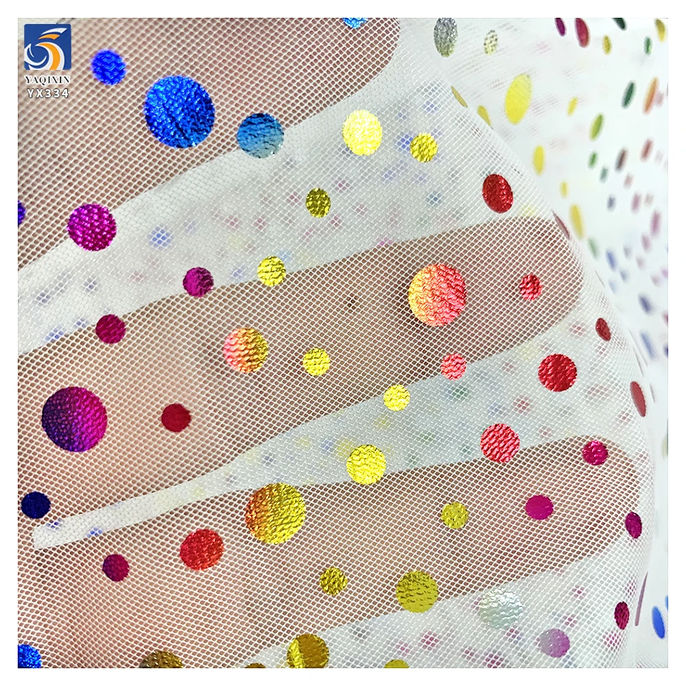 YX334 New Arrivals Polyester Foil Printing Mesh Colored Large and Small Dots Tulle Fabric Ballet Skirt Girls Tutu Fabric - 图片 2