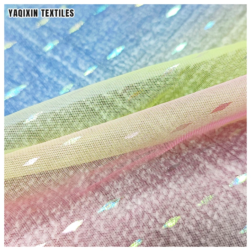 HX20425 2026 Hot Sale Wedding Bridal Veil Hayal Tulle Fabric Soft Rainbow Tutu Dress Tulle Colorful Printing Lace Fabric - 图片 5