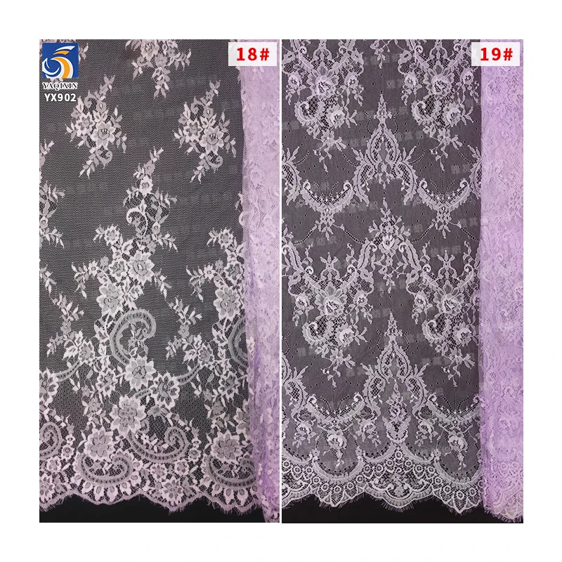 YX902-2 Wholesale Cheap Prices Eyelash Lace Fabric for Clothing Cyan Eyelash Lace Fabric Custom Minimum Order 15 Pieces - 图片 3