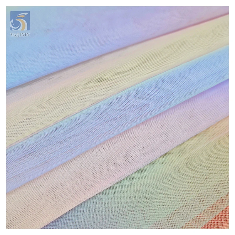 YX2492 Golden Supplier OEM&ODM Prices 20D Tulle Mesh Fabric Lightweight Rainbow Ombre Poly Nylon Material Soft Tulle Fabric - 图片 4