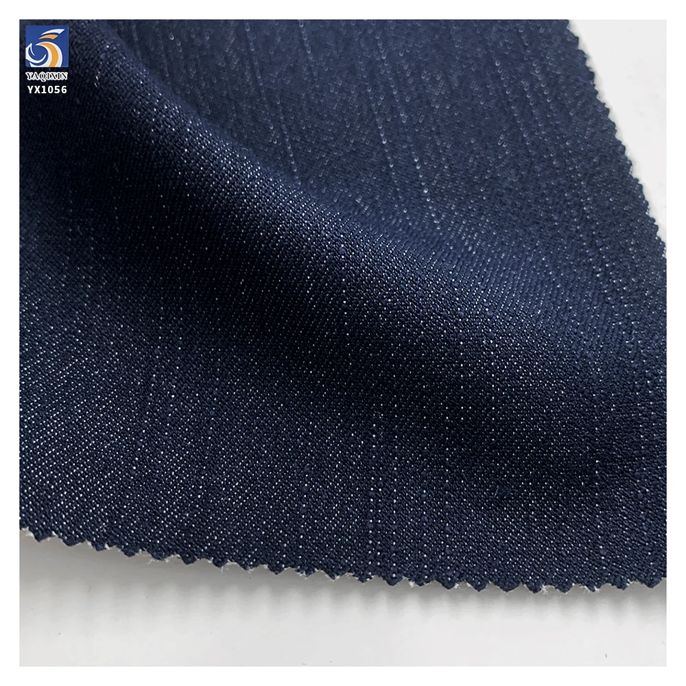 YX1056 21s 360g Dark Indigo Stretch Bamboo Slub Denim Fabric High Quality Rayon Spandex Blend Denim for Jeans Shirt Jacket - 图片 2