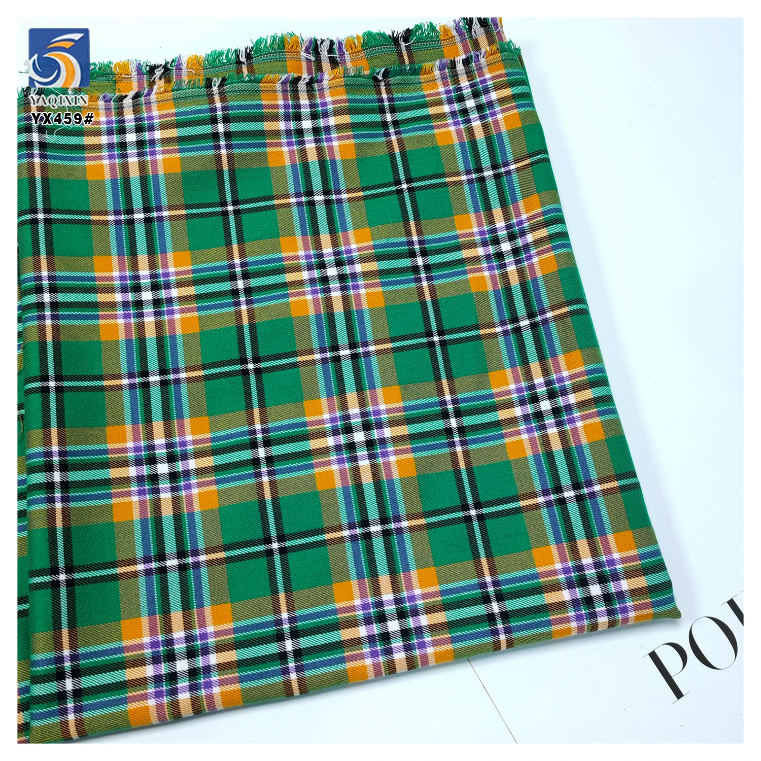 YX459 High Quality 210gsm Stretch Plaid African School Uniform Fabric Polyester Spandex Yarn Dyed Checked Fabric - 图片 4