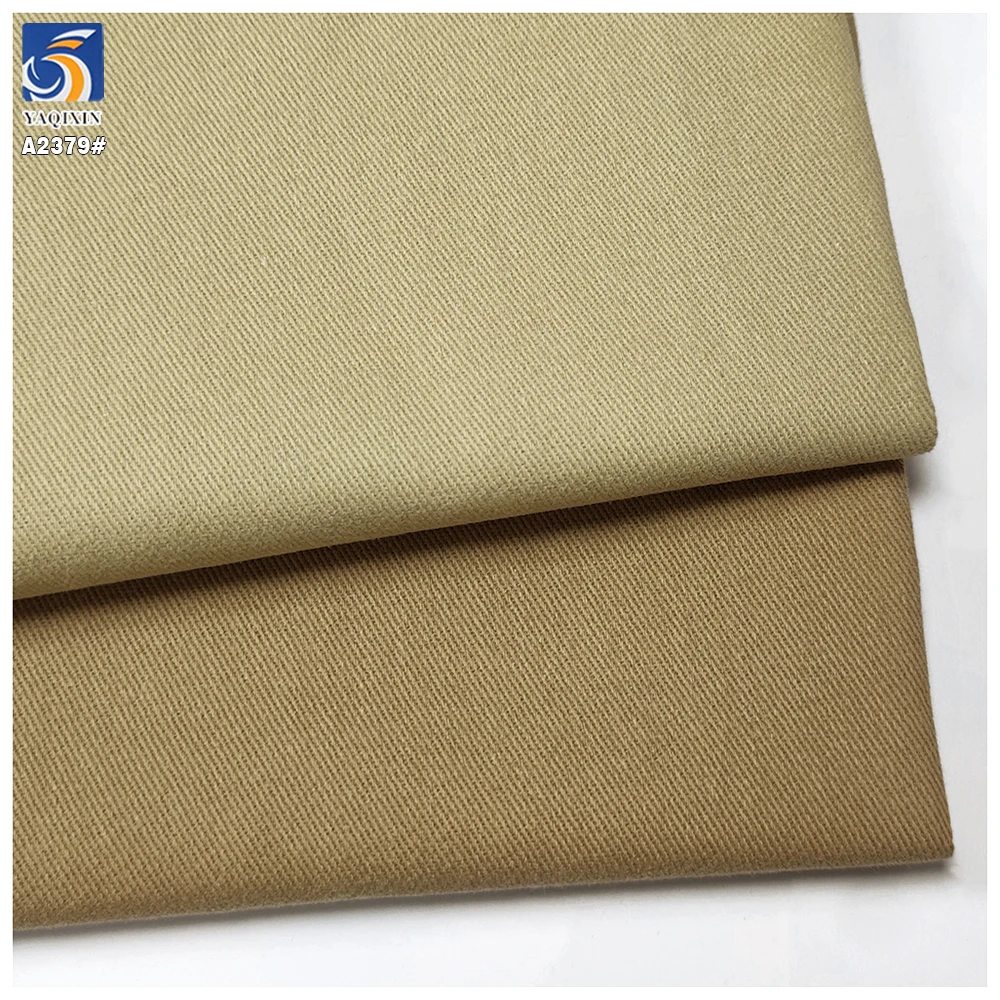 A2379 Wholesale 245gsm Washed Super Soft 100% Cotton Twill Fabric Khaki Cotton Woven Shirt Trousers Fabric for Man - 图片 3
