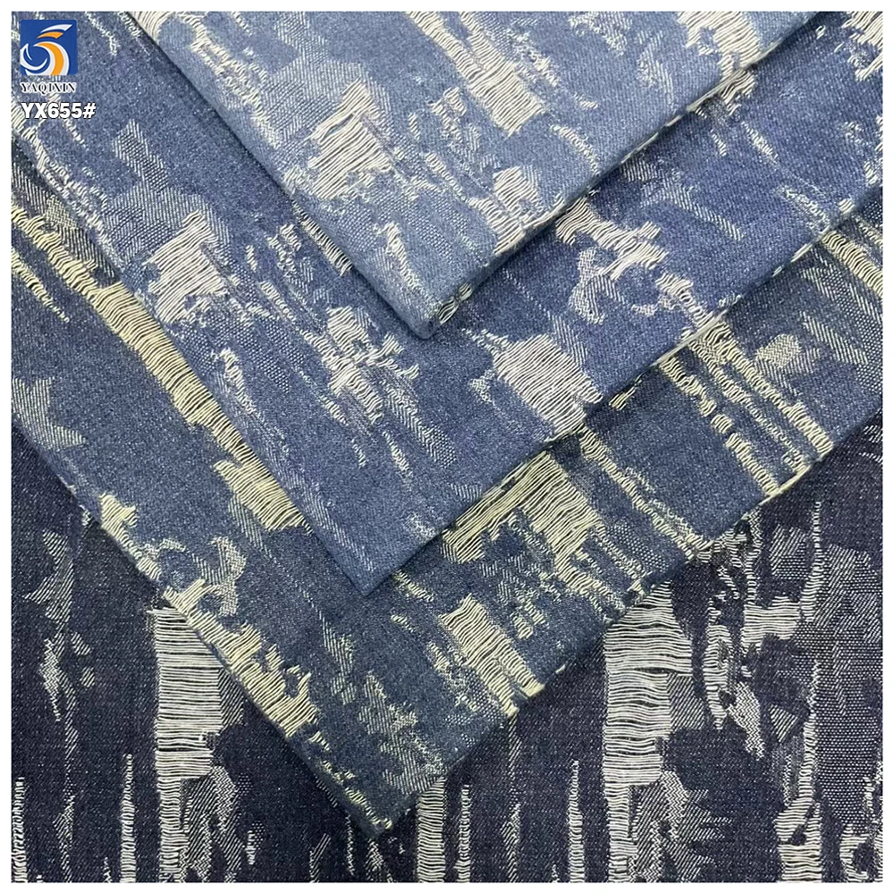 YX655 Fashionable 10*10 Woven 70 Cotton 30 Polyester 10oz Jacquard Washed Denim Fabric for Pants and Bags - 图片 3