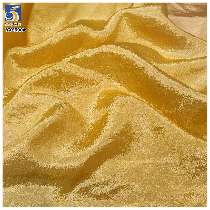 YX2590 High Quality Solid Organza Fabric Crepe 100 Nylon Wrinkled Bubble Organza Fabric for Woman Dress - 图片 3