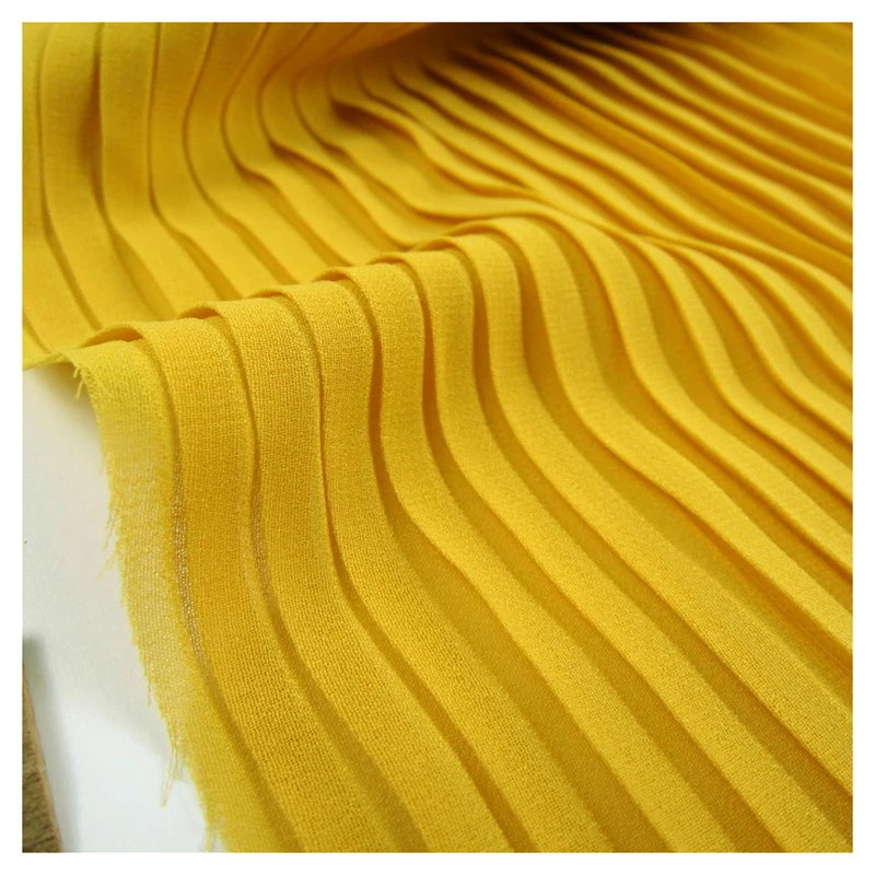 CF22 Wholesale 100% Polyester Pleated Chiffon Crepe Fabric Eco-Friendly Textile Material for Garments Pleated Style - 图片 3