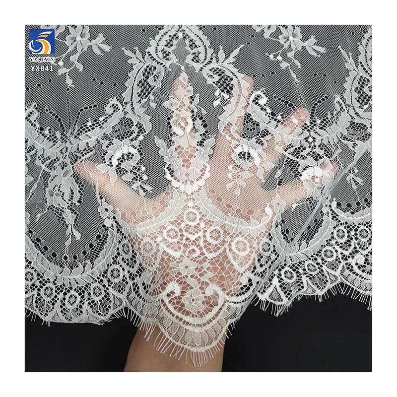YX841 Multicolor Supply Wholesale Low Price Eyelash Lace Fabric 150CM*300CM Polyester Skirt Lace Eyelash Fabric Cheap - 图片 5