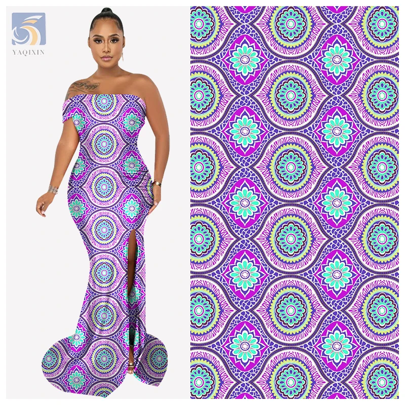 High Quality African Style Print Nigerian Wedding Dress Fabric 50 Yards Geometric Design Digital Printing on Fabric - 图片 6