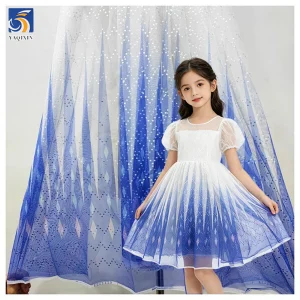 KT16 Wholesale Mesh Tulle Print Fabric Elsa Dress up Girls Fancy Cosplay Kids Princess Tulle Printed Dress Fabric