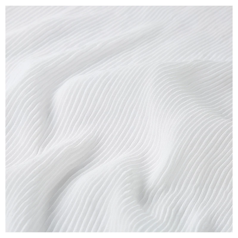 China Supplier Premium Pure White Dyed Wrinkle Crinkle Chiffon Fabric Roll - 图片 3