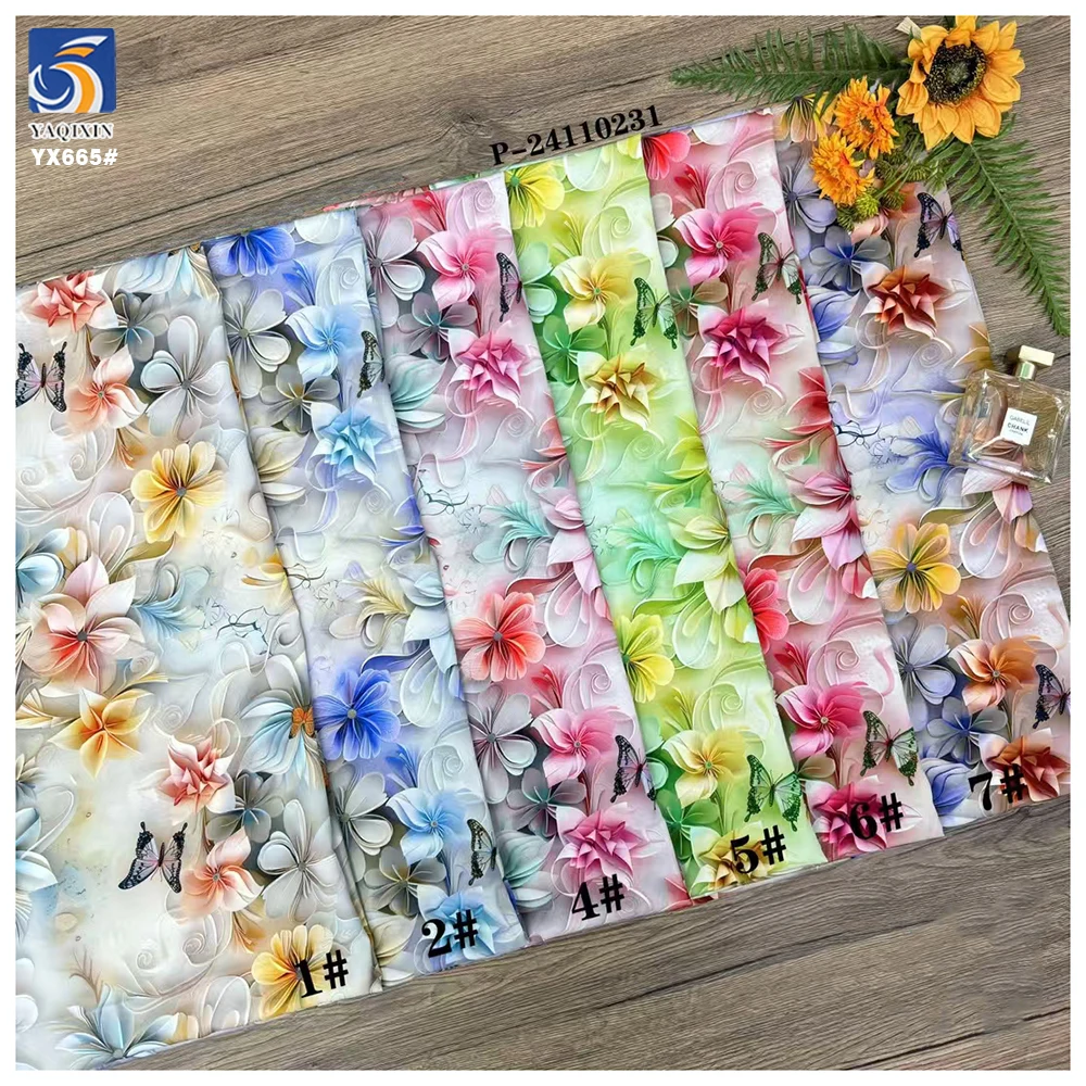 YX665 High Definition 100 Polyester 3D Digital Print Chiffon Florals Fabric for Fashion Women's Dresses Mini Skirts - 图片 5