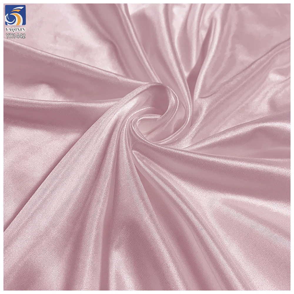 YX1442 Wholesalers 80gsm Shiny 50D Stretch Satin Fabric 92% Polyester 8% Spandex Soft Dress Skirt Garment Lining Fabric - 图片 3