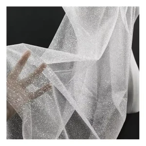 Glitter Mesh Fabric Soft Bridal Tulle Pure White Sparkle Glitter Tulle Fabric