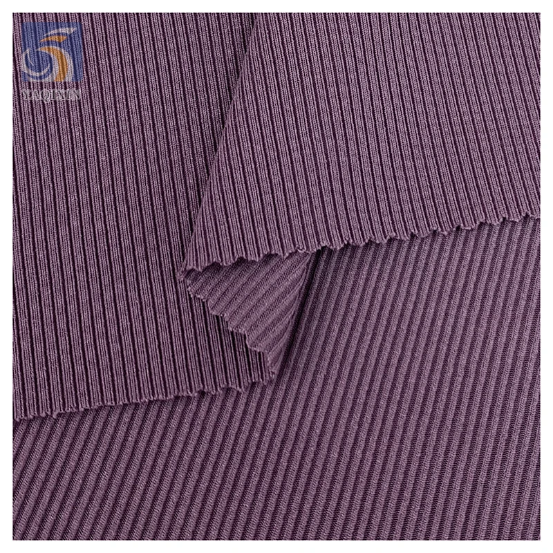 Hot Stripe Jacquard Knit Stretch Spandex Modal Cotton Blended Fabric Wholesale 2X2 Rib Knit Fabric for Winter Clothing - 图片 3