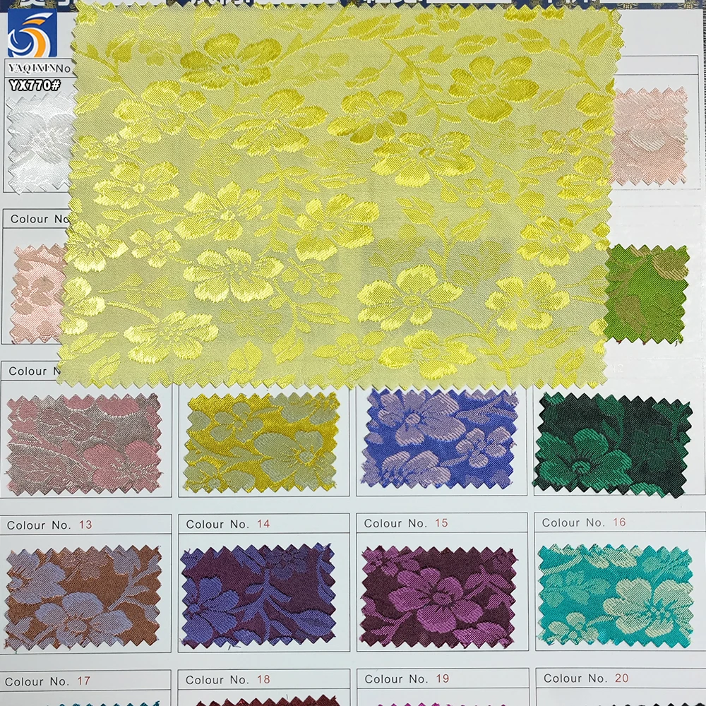 YX770 Noble and Luxurious Custom Gold Florals Satin Jacquard Fabric Polyester Stretch Jacquard Fabric for Garments - 图片 3