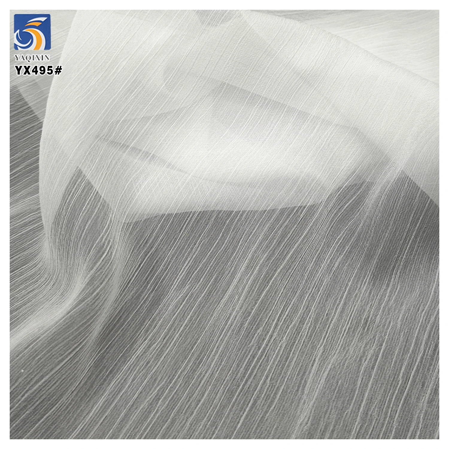 YX495 Arabic Headdress Scarf Silk Chiffon Wrinkle Fabric 42gsm White Polyester French Wrinkled Crepe Silk Chiffon Fabric - 图片 6