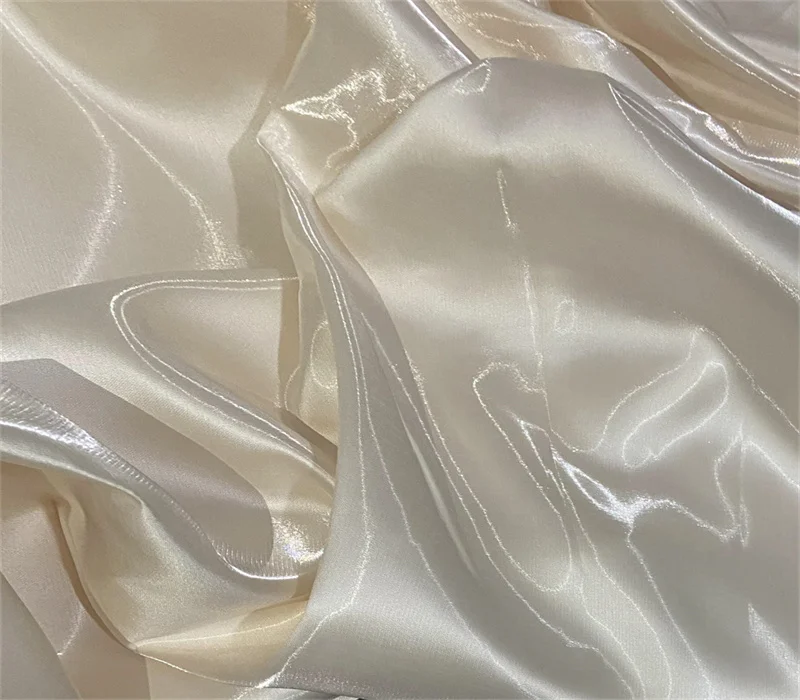 OF001 Wholesale Prices Stock Shiny Liquid Organza Polyester Fabric for Lining by the Yards Organza Fabric - 图片 3
