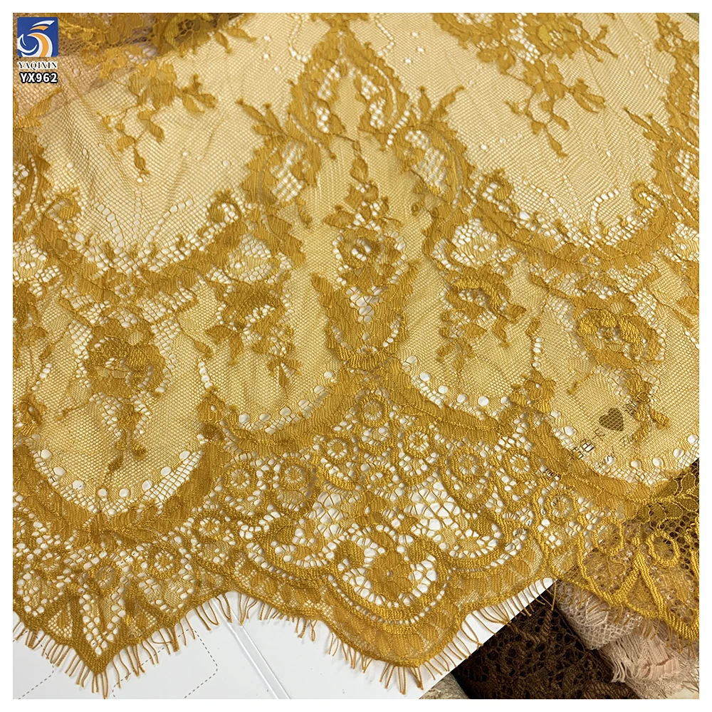 YX962 300CM*150CM Nude Skin-Colored Polyester Ivory Eyelash Lace Textile Fabrics Customized for Home Textiles Garments - 图片 4