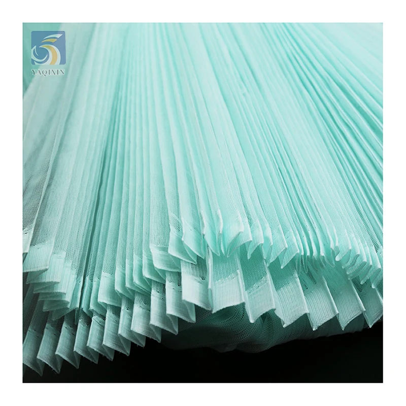 Wholesale 100 Polyester Knitted Wedding Fabric Solid 36A Hard Mesh Folding 2cm Pleated Tulle Fabric - 图片 5