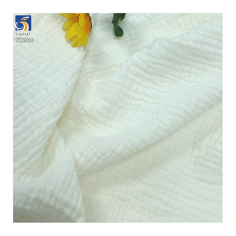 YX2616 Wholesale Prices Solid Gauze Muslin 100% Cotton Fabric Double-Sided Cotton Crepe Fabric for Baby Clothing - 图片 5