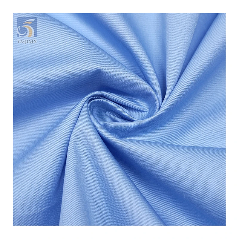 CX-6041 CVC 40% Polyester and 60% Cotton Manufacturer Twill Fabric Blue Comfortable Shirt Pants Fabric - 图片 3