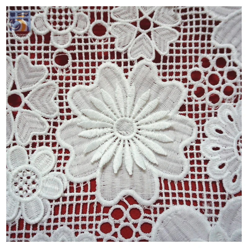 YX927 China Wholesale Embroidery White Lace Fabric 3D Decal Flower Water Soluble Nigerian Lace Blouse Fabrics - 图片 5