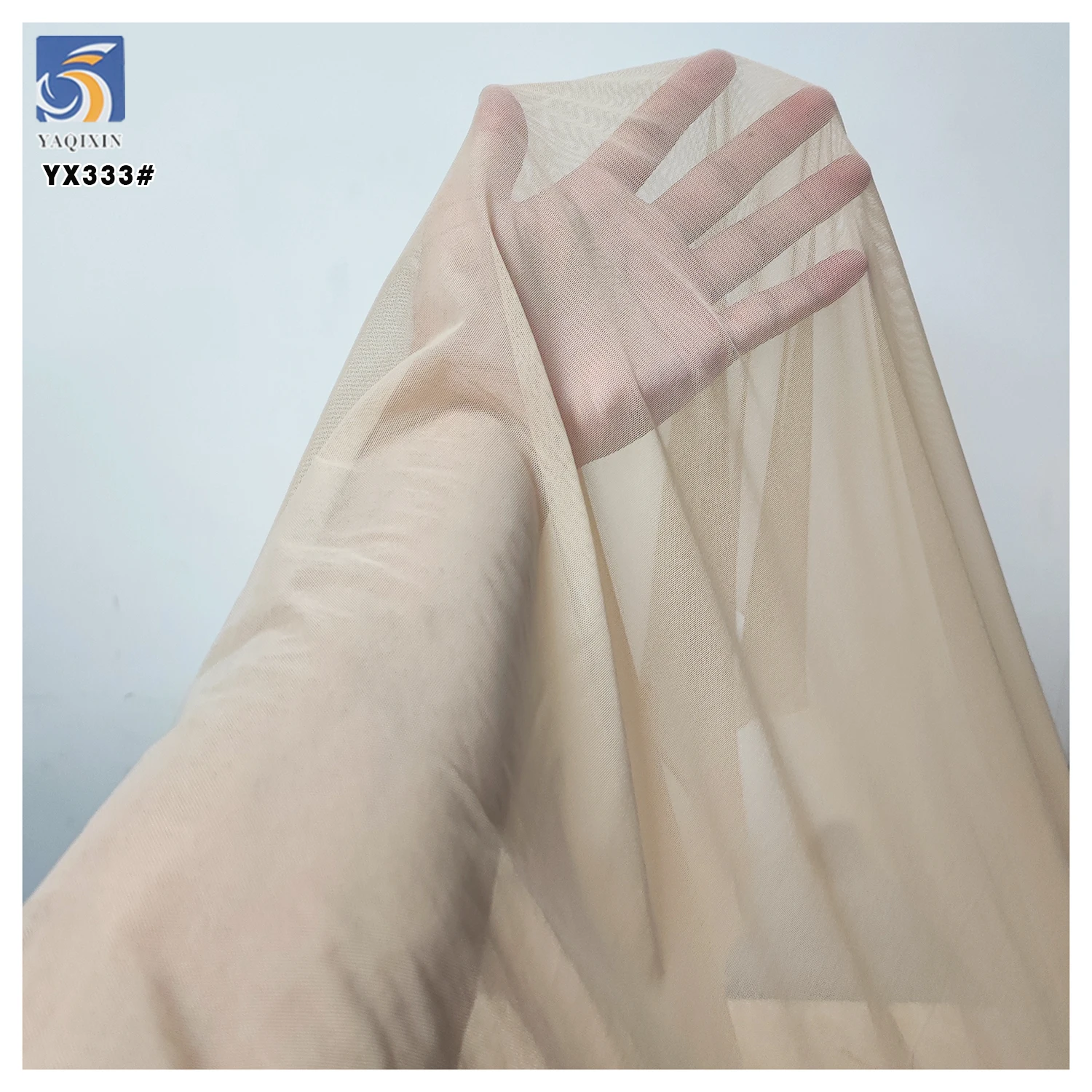 YX333 Wholesale 4 Way Stretch Power Net Mesh Fabric Breathable Nylon Spandex Elastic Tulle Sheer Skin Tone Dresses 4 Knitting - 图片 4