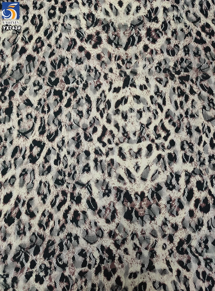 YX743 OEM&ODM Custom Sexy Design Spandex Chantilly Mesh Stretch Leopard Print Lace Fabric Knitted for Lingerie Underwear - 图片 4