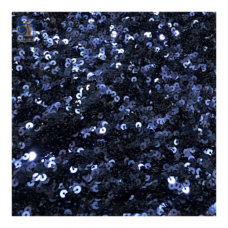 2026 Stretch Mesh Knitted Dense Shiny Glitter 5MM Sequins Fabric Embroidered Sequin Stretch Fabric - 图片 3