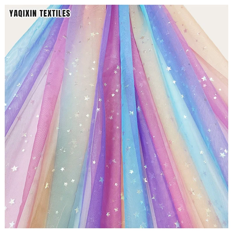 YX2174 United States Hot Selling Star Tulle Baby rainbow Mesh Lace Fabric Wedding Decoration - 图片 4