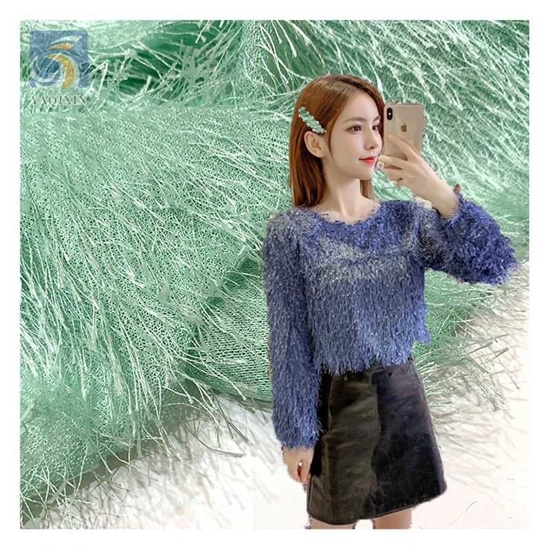 New Christmas Clothing Toy Pine Needle Velvet Fabric 100% Polyester Tassel Long Plush Knitted Fabric