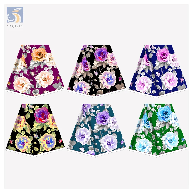 Popular Ladies Summer Garment Printed Fabric Lawn Oriental Flowers Pattern Design Print 100% Polyester Fabric - 图片 6